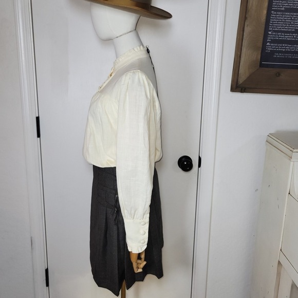 Sandro Paris Buckle Plaid Mini Skirt Size 2 Wool Blend 90s Preppy Chic Academia - Picture 3 of 9